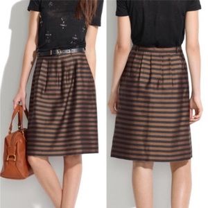 Madewell Black/Bronze Striped Linen/Silk Skirt, 0